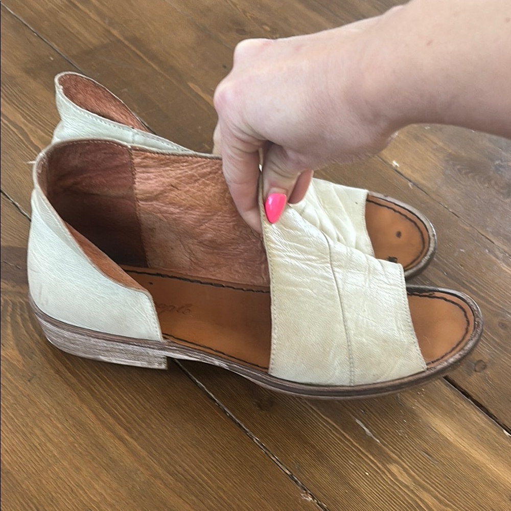 Free People Cream Asymmetrical Sandals
